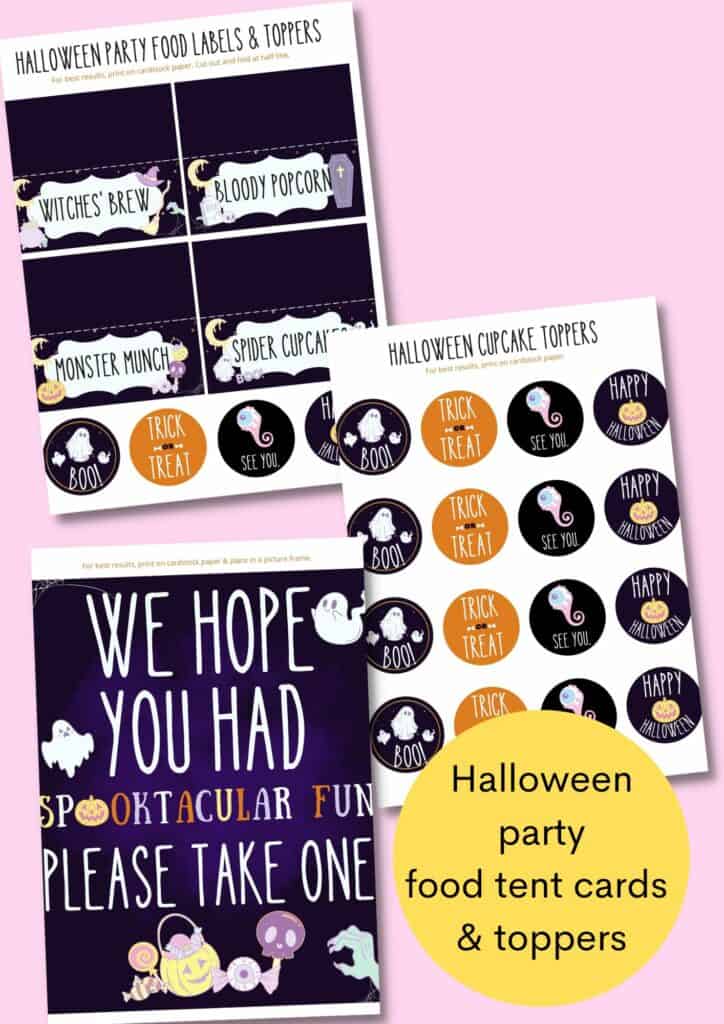 Halloween party food cards