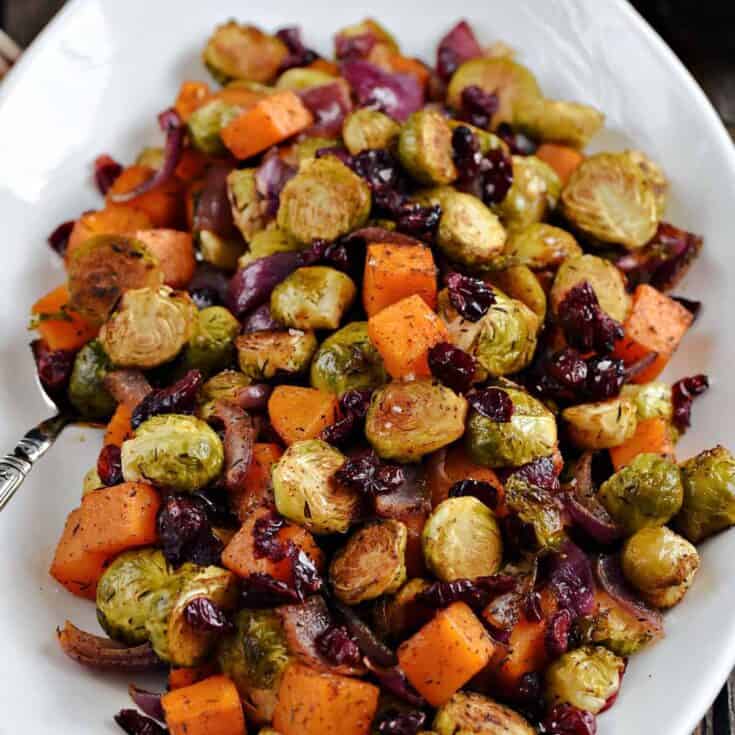 Image for Roasted Brussels Sprouts and Squash with dried Cranberries