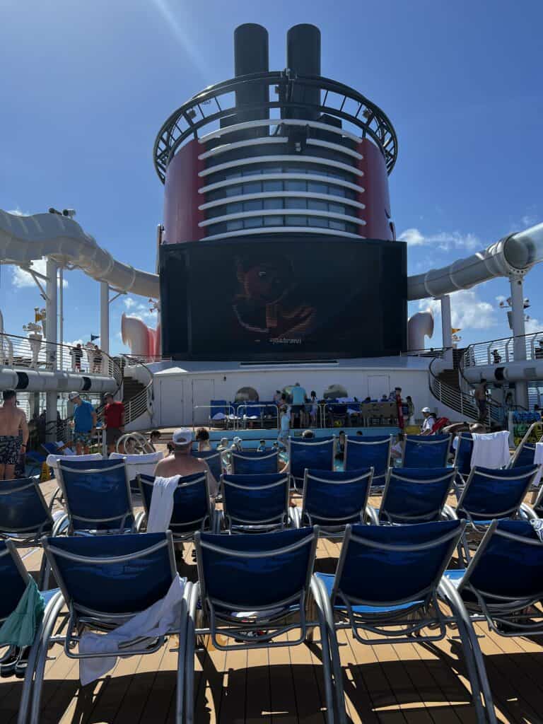 watching funnelvision on the disney fantasy cruise deck