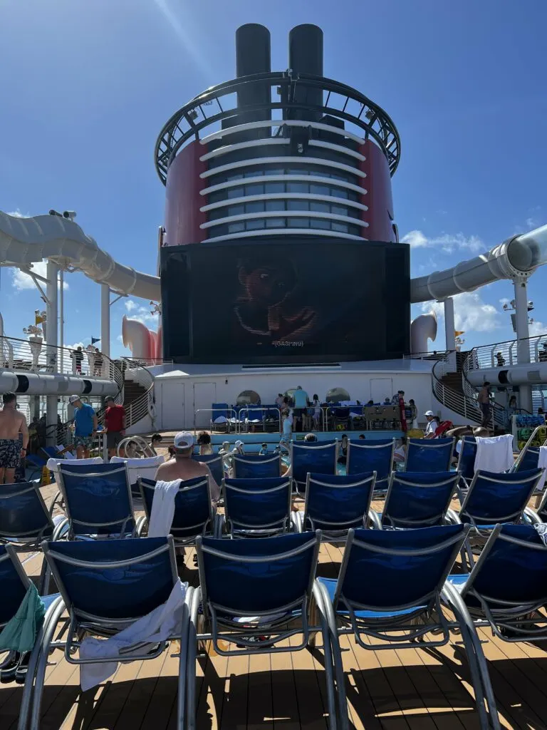 watching funnelvision on the disney fantasy cruise deck