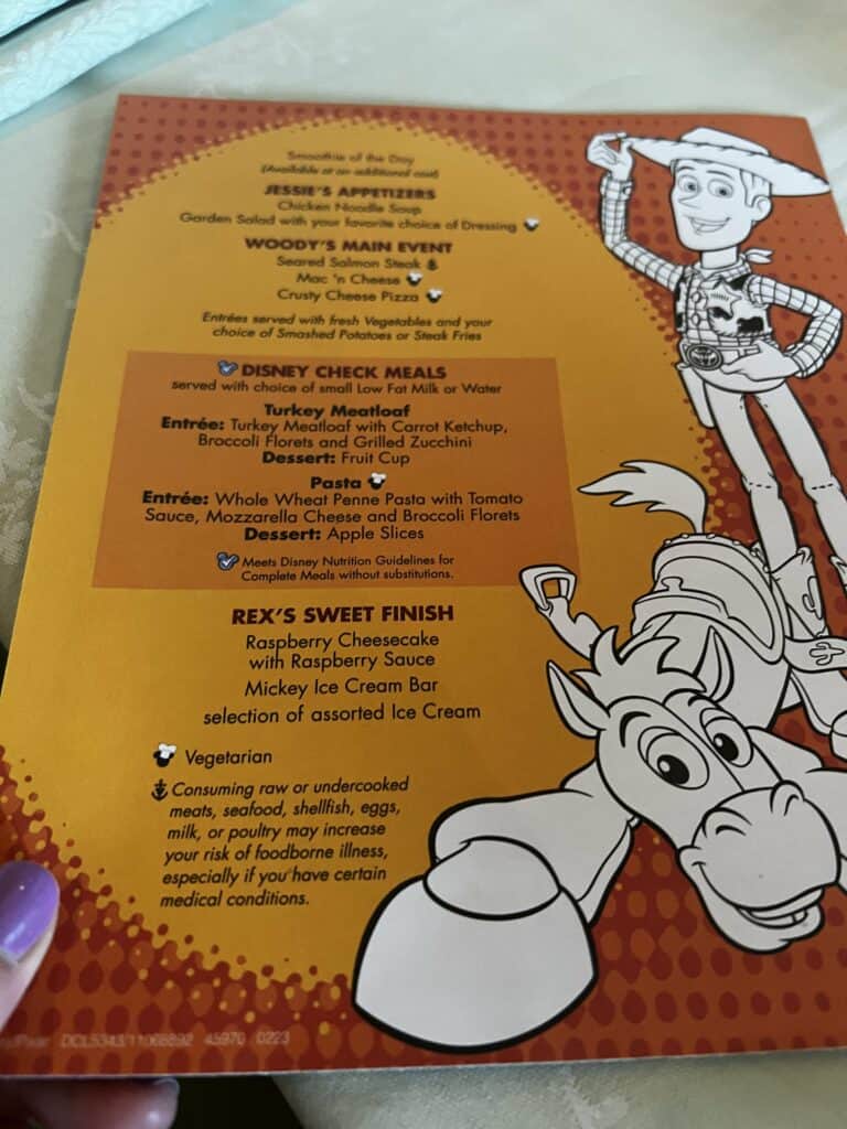 Enchanted Garden kids menu