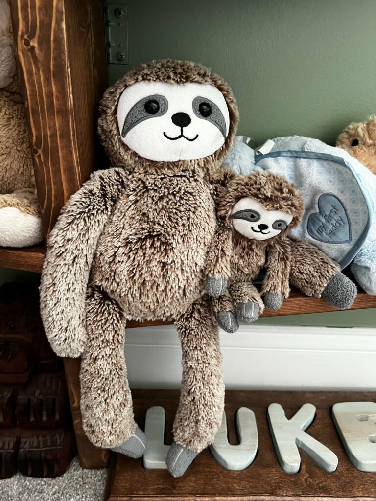 stuffed sloth mama and baby
