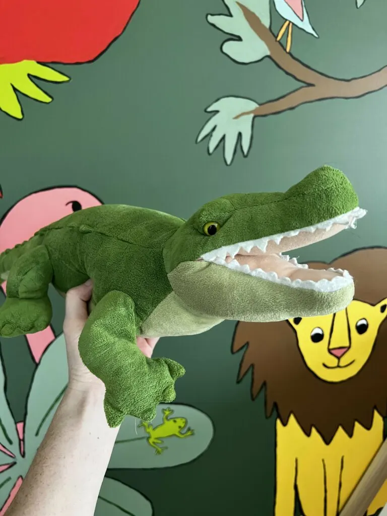 green stuffed alligator