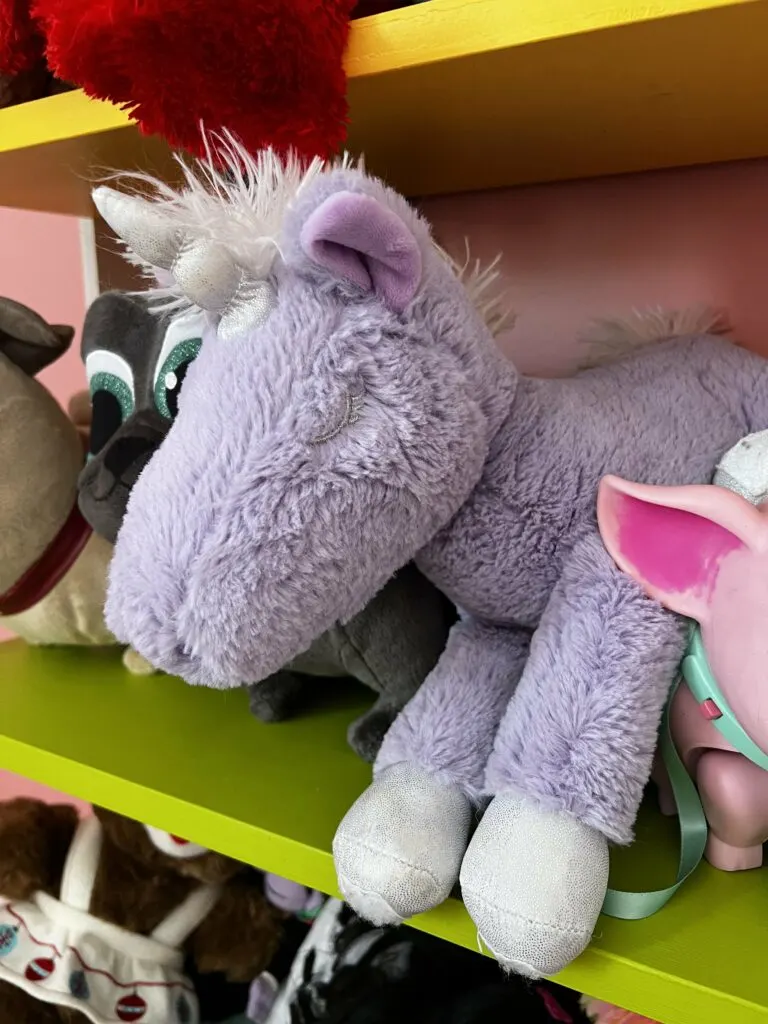 stuffed purple unicorn