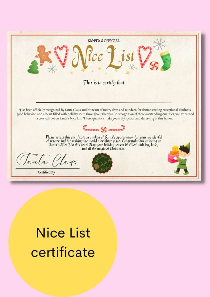 nice list certificate