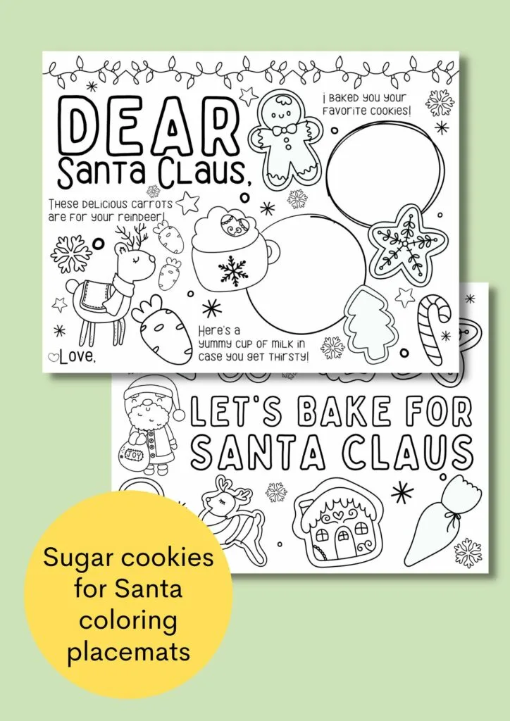 cookies for santa placemats