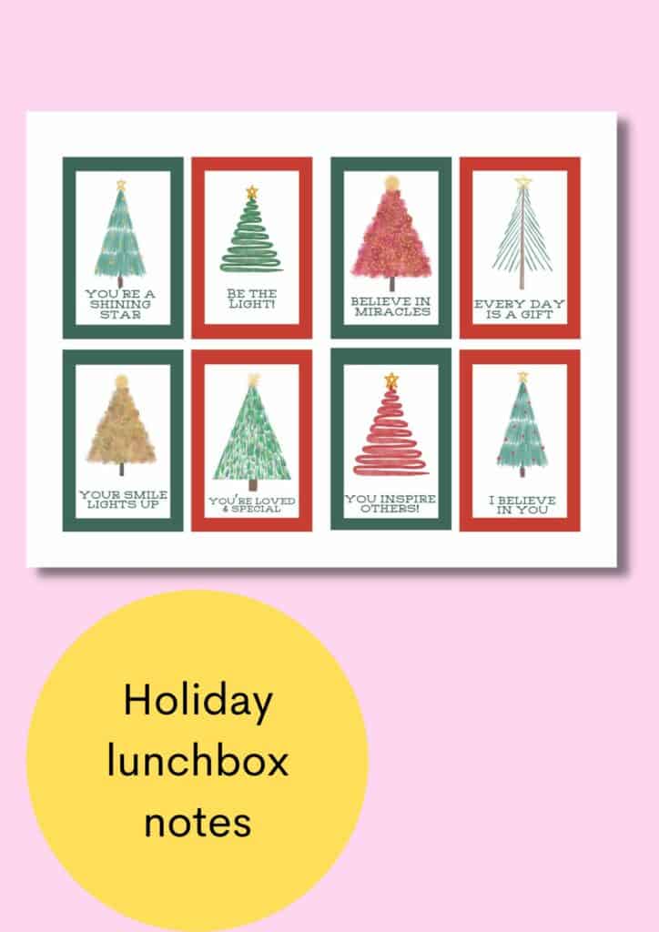 holiday lunchbox notes