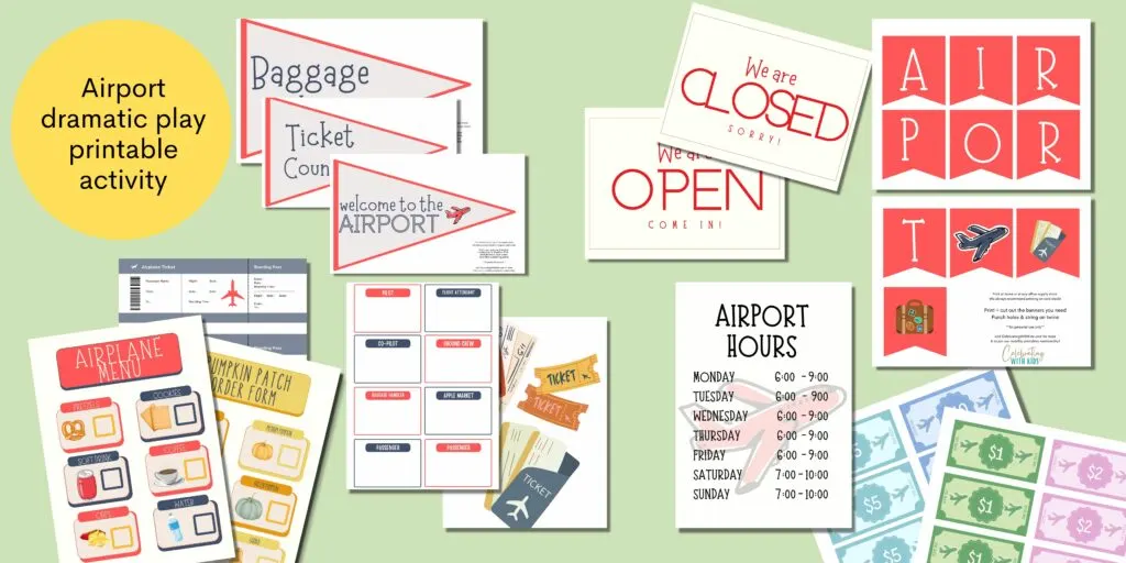 Airport dramatic play printable activity banner