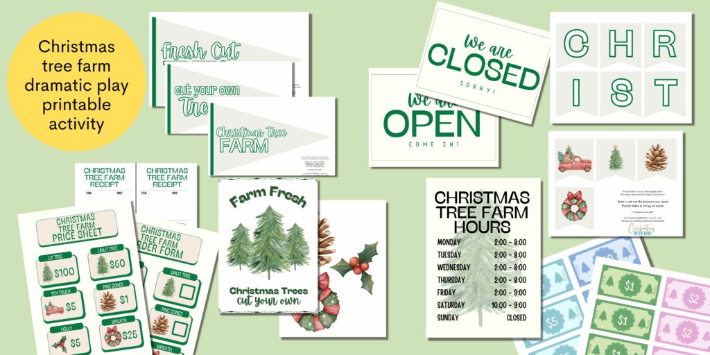 Christmas Tree Farm dramatic play printable activity banner