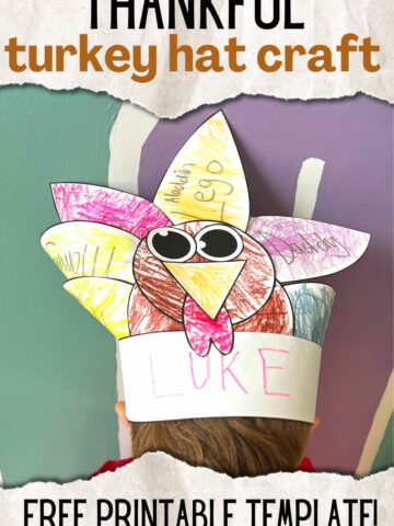 Thankful turkey hat craft free printable for kids