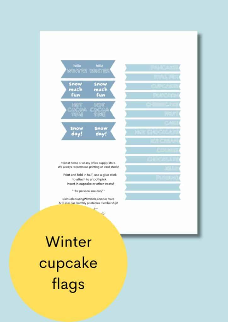 winter cupcake flags