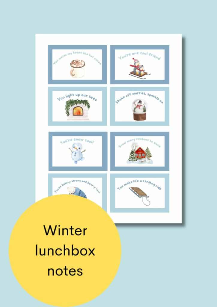 winter lunchbox notes