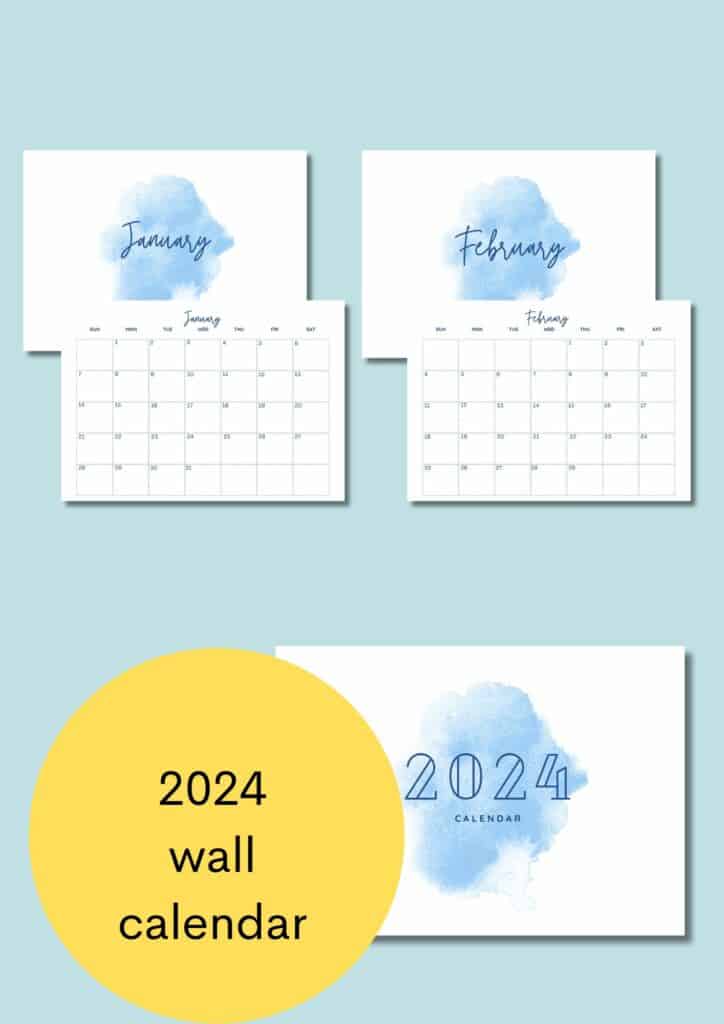 2024 watercolor wall calendar