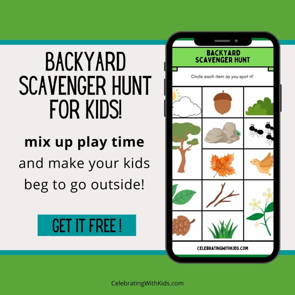 Backyard Scavenger Hunt For Kids - Free Printable! - Celebrating With Kids