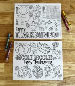 Free Printable Thanksgiving Placemats - Celebrating with kids