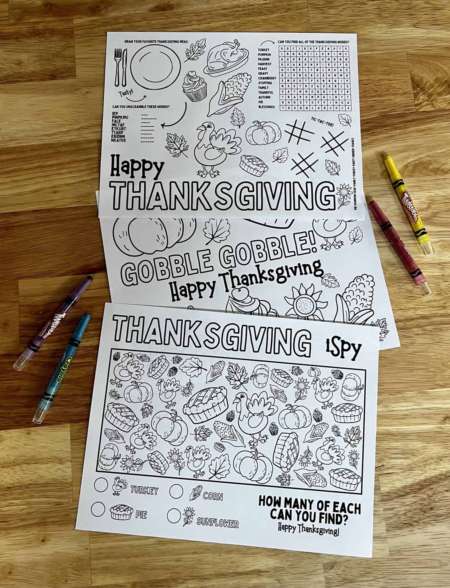 Free Printable Thanksgiving Placemats - Celebrating with kids