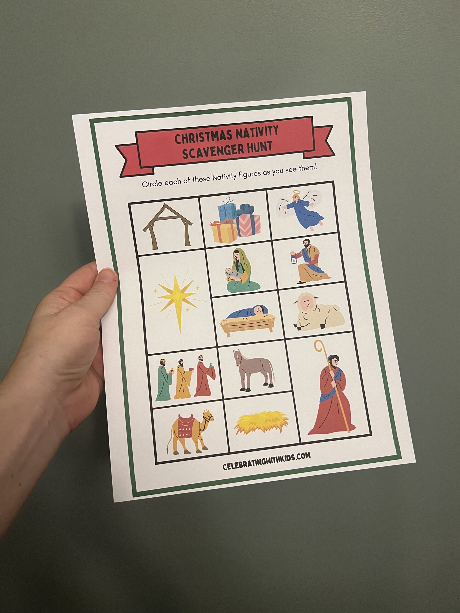 Christmas Nativity Scavenger Hunt for kids free printable