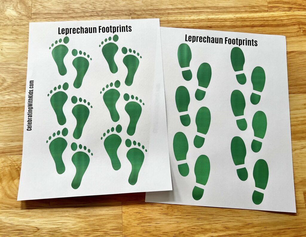 free printable leprechaun footprints