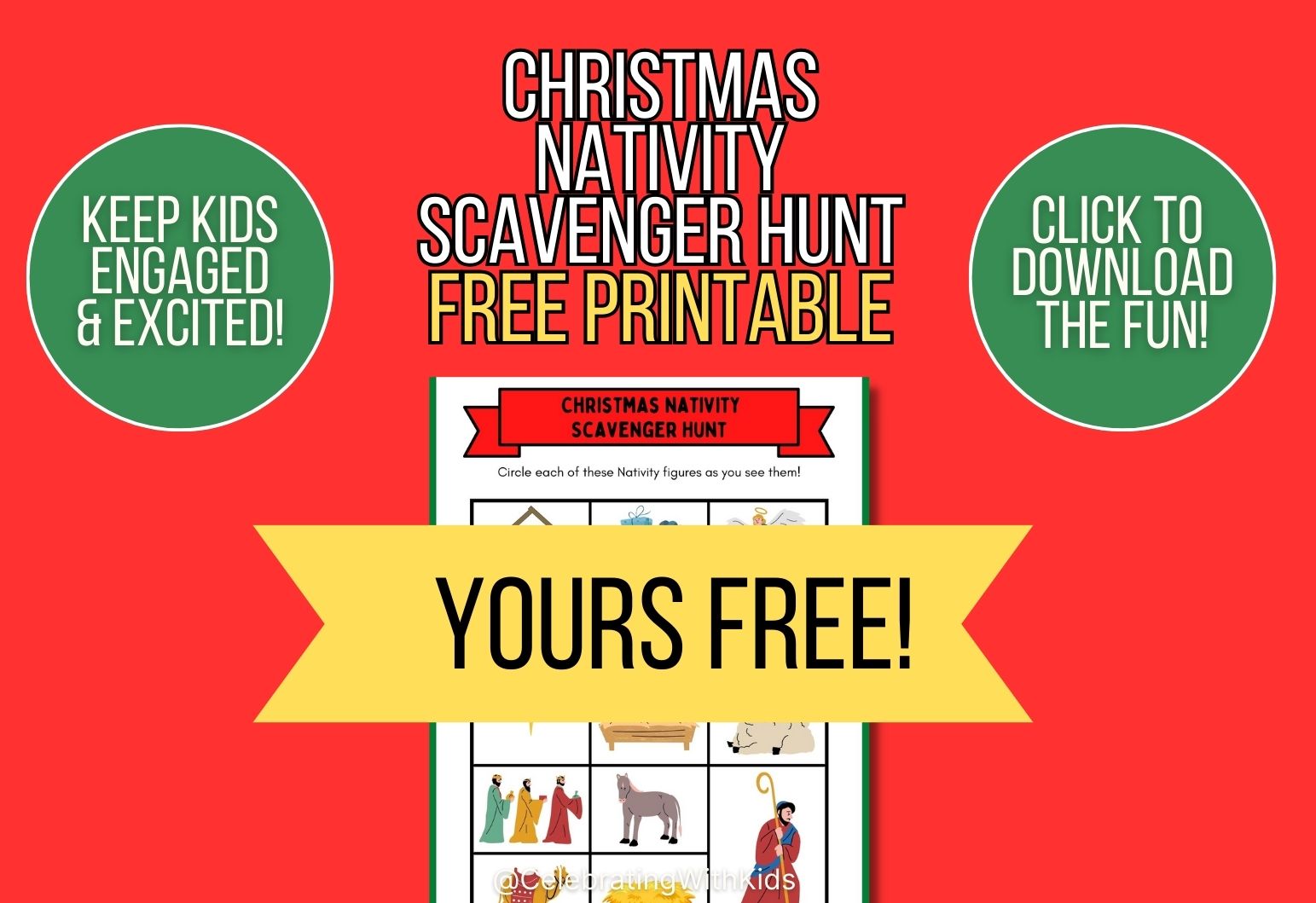 Christmas Nativity Scavenger Hunt for kids free printable