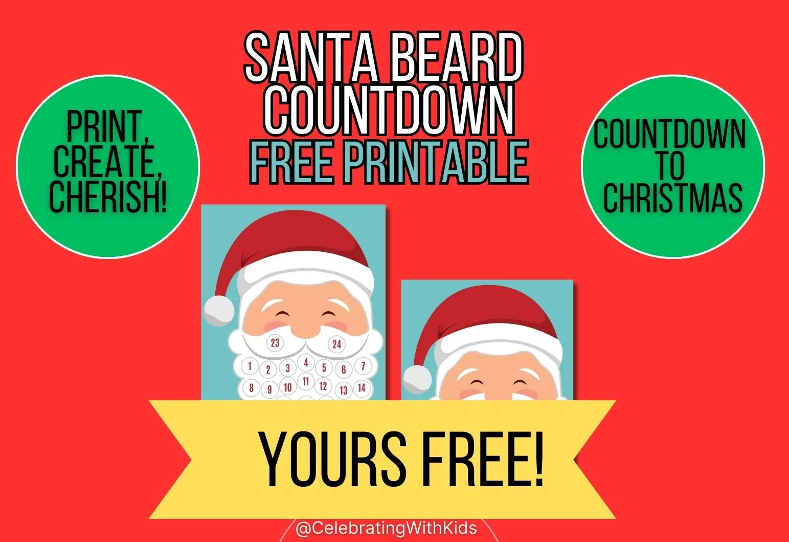 Santa's Beard Christmas Countdown Printable Mockup