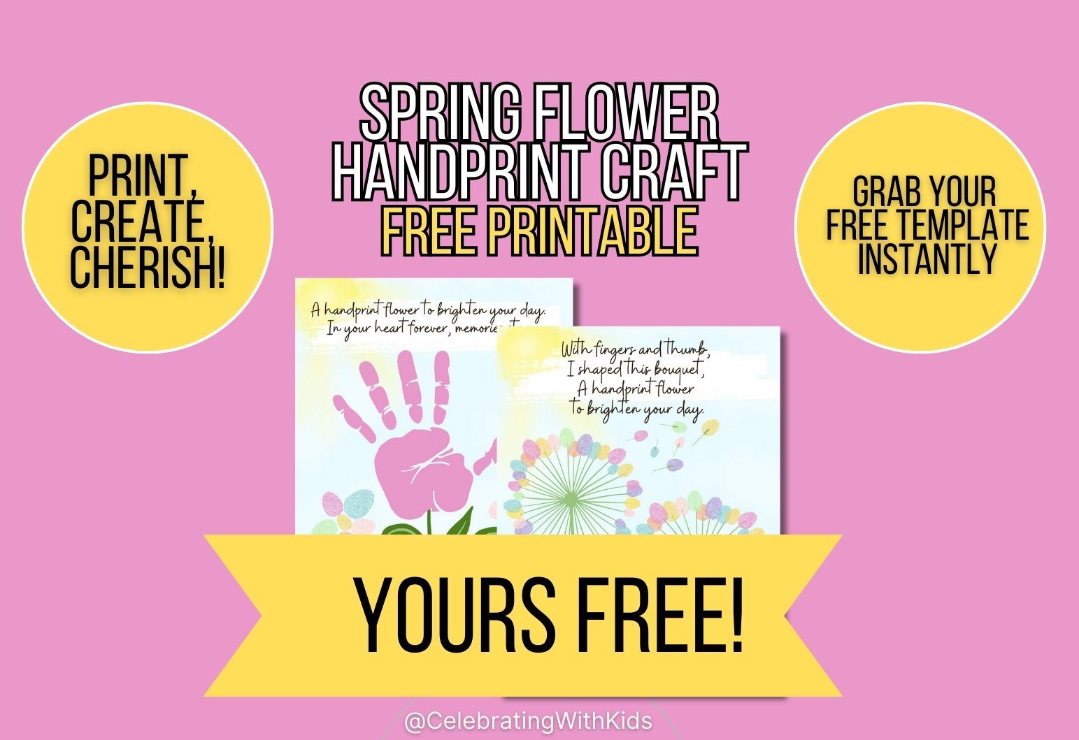 spring flower free printable handprint craft
