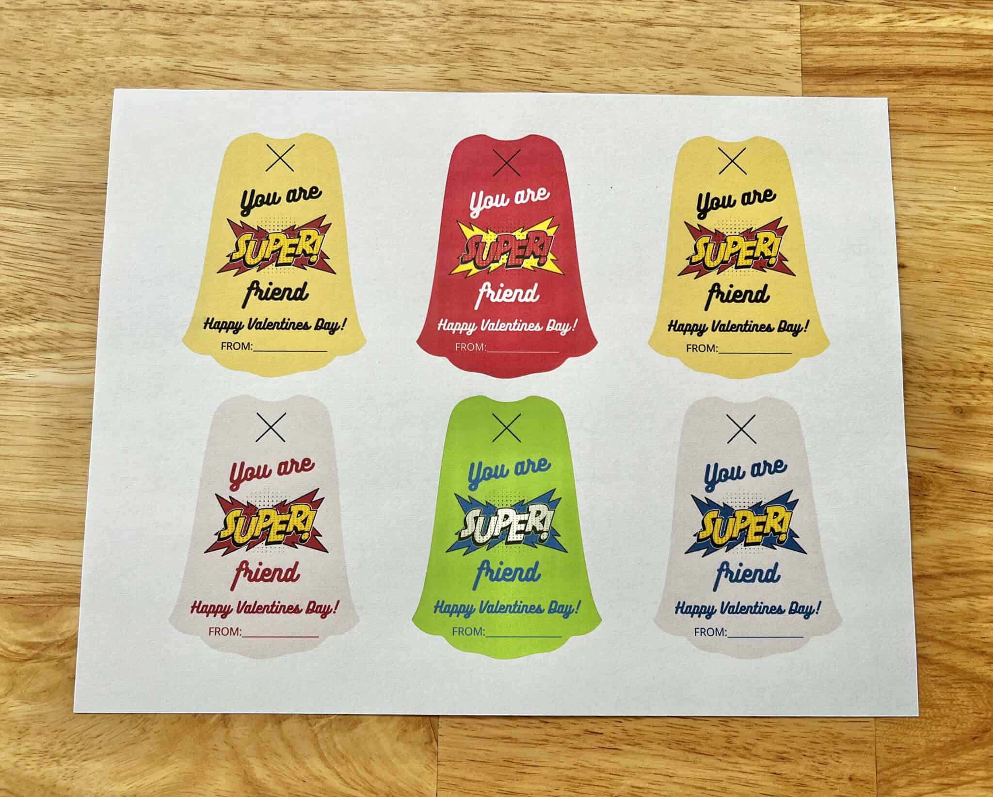 Printable Lollipop Superhero Capes Valentines - Celebrating with kids