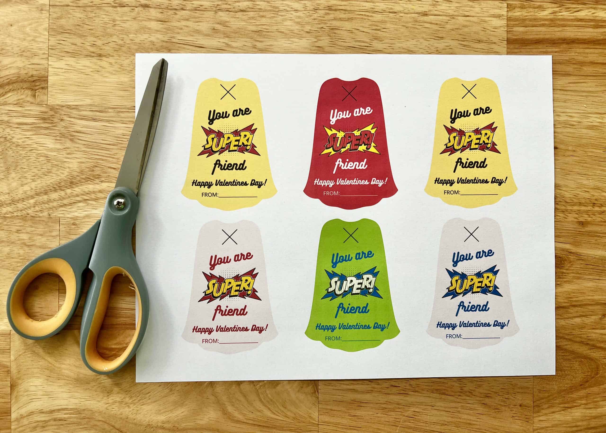 Printable Lollipop Superhero Capes Valentines - Celebrating with kids