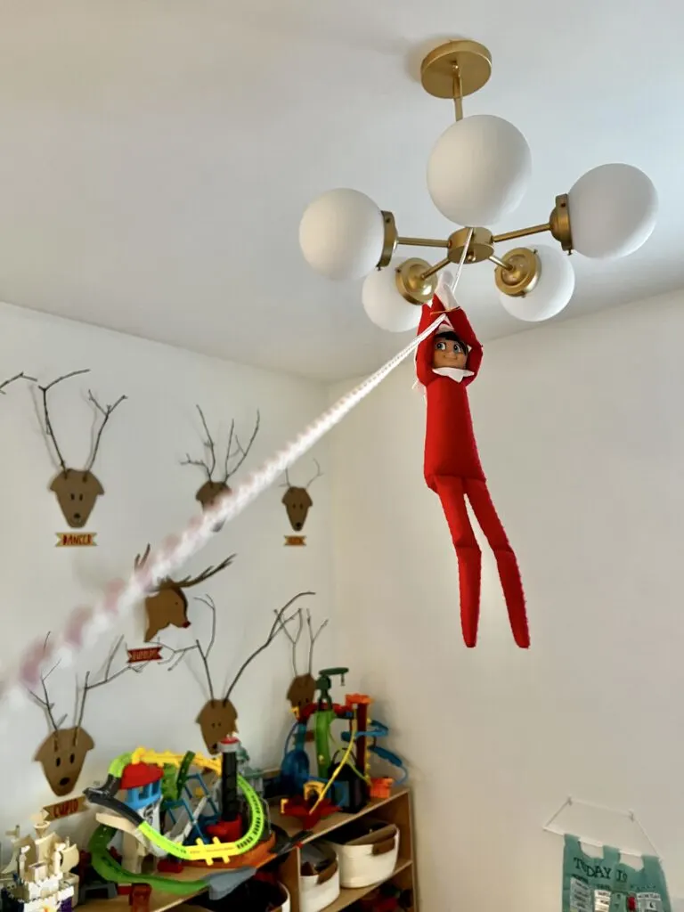 ziplining elf on the shelf