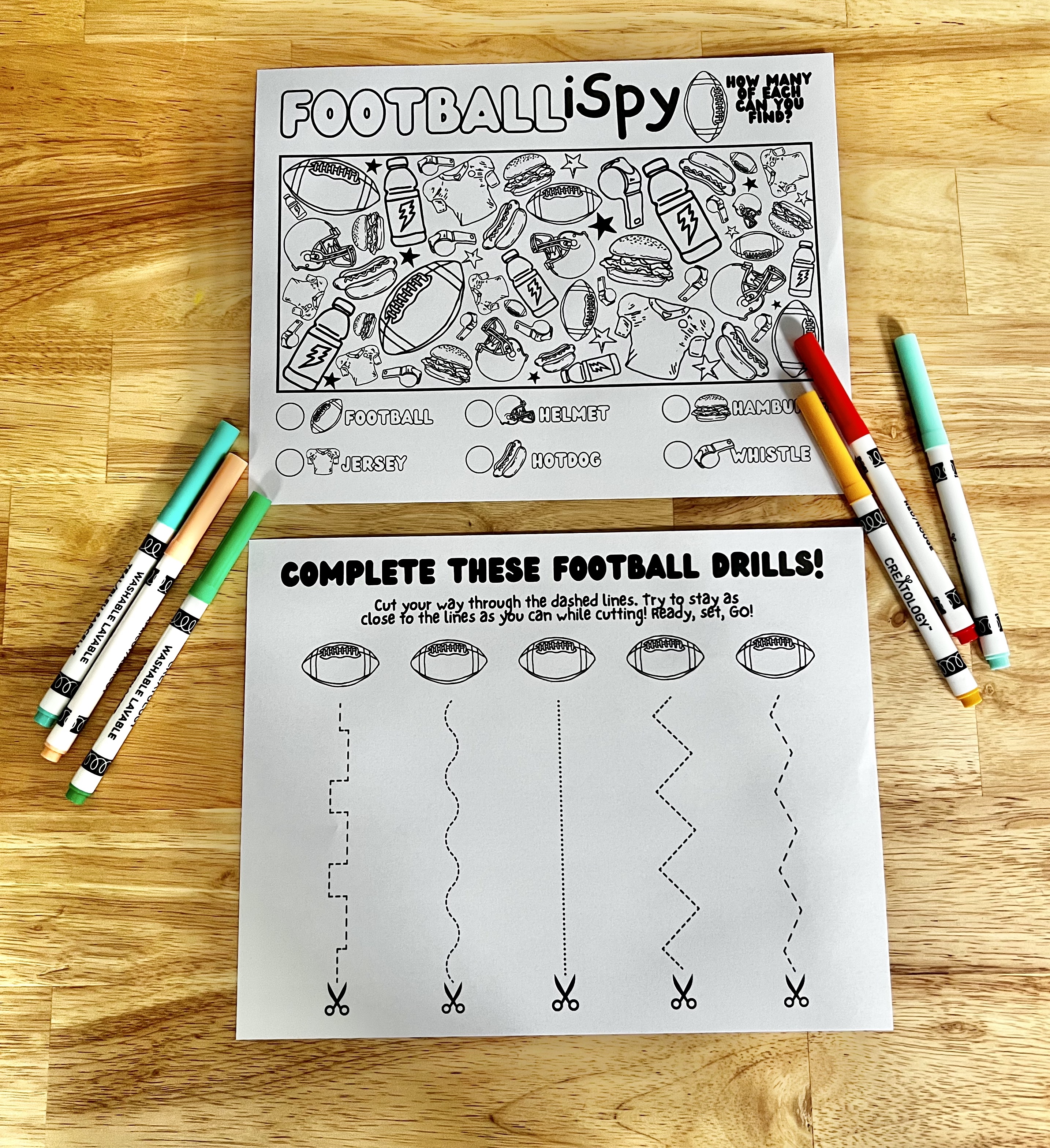football printable placemats