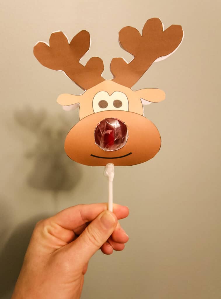 Reindeer Lollipop Gift Tag Easy Christmas Class Gift Idea 