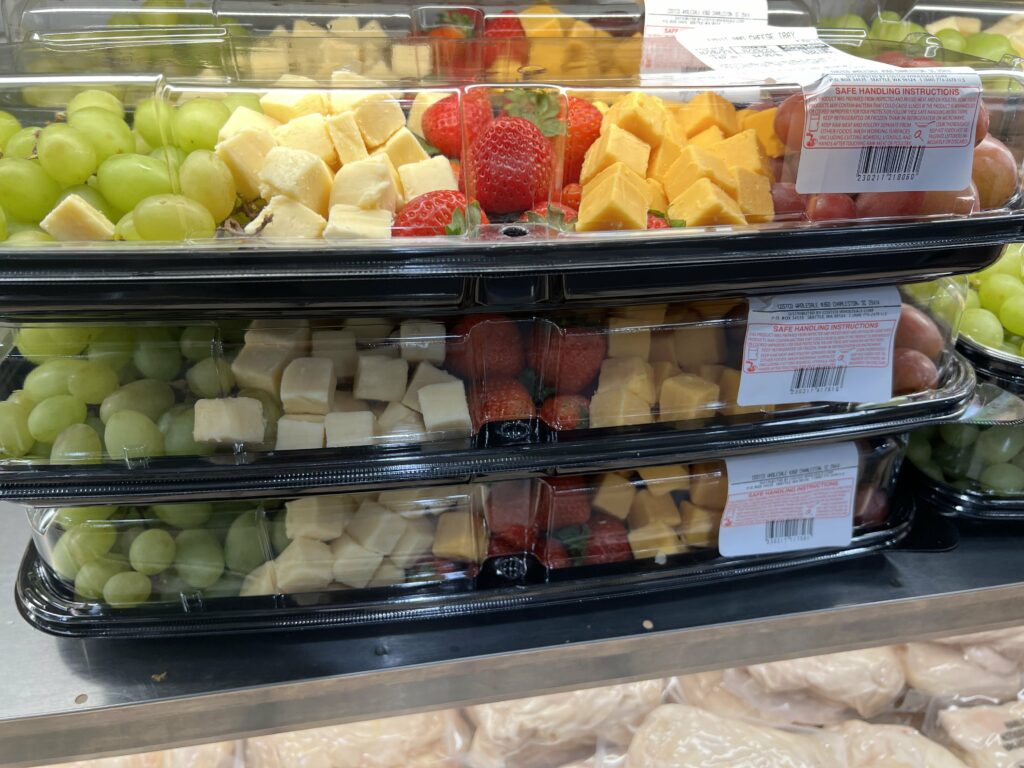 costco party snacks - fruit and cheese plate