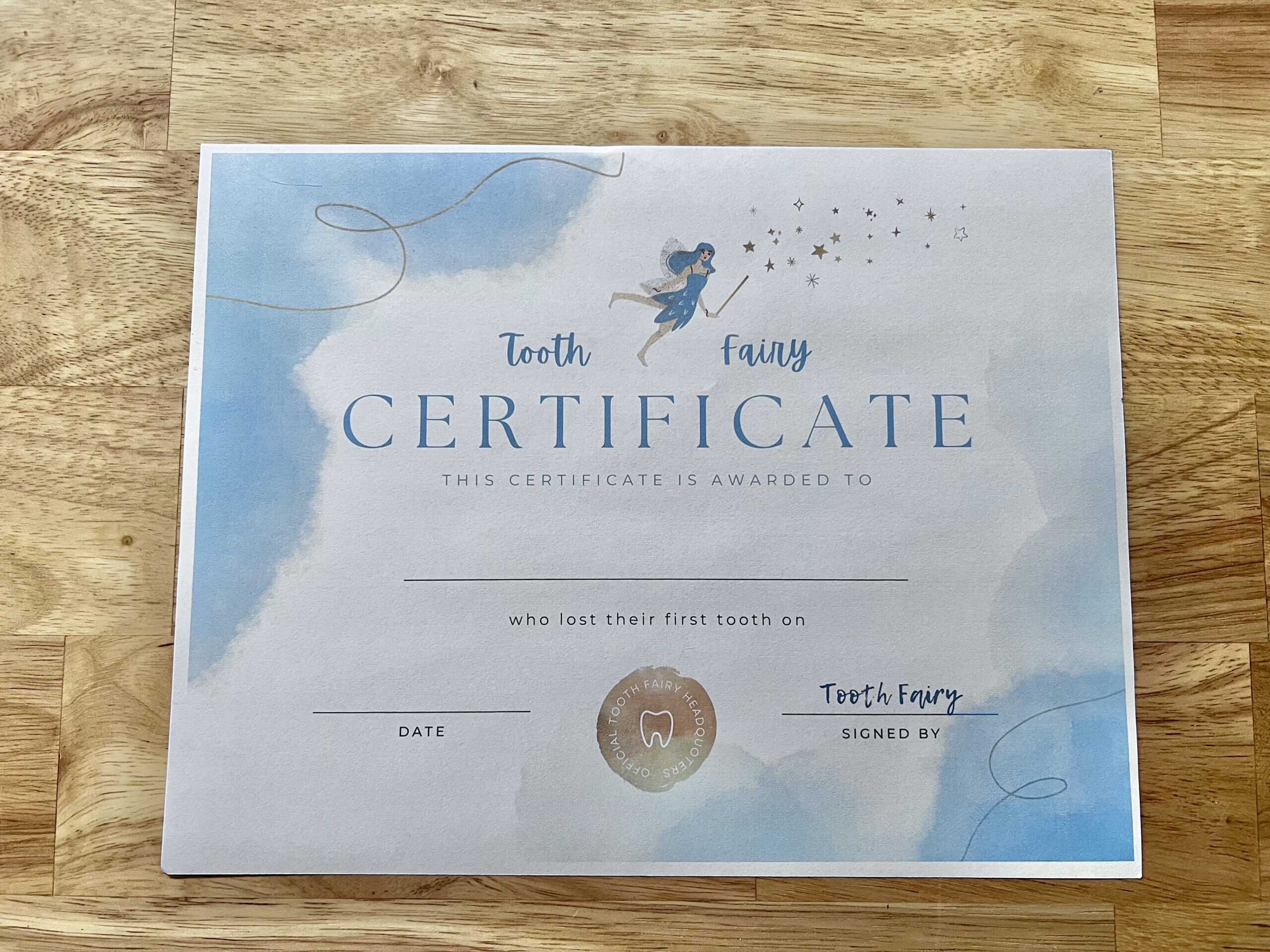Tooth Fairy Certificate - free printable! - Celebrating with kids