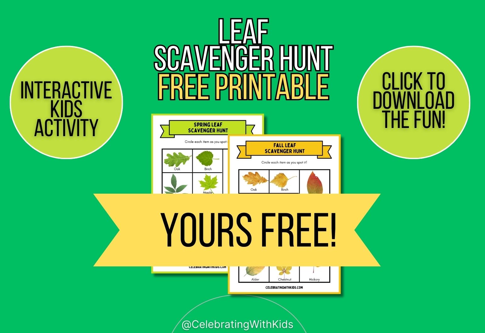 Leaf scavenger hunt - free printable! - Celebrating with kids