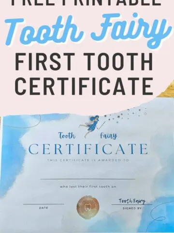 tooth fairy first tooth certificate