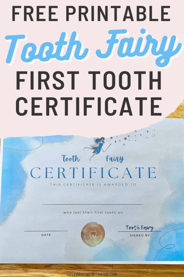 Tooth Fairy Certificate - free printable! - Celebrating with kids