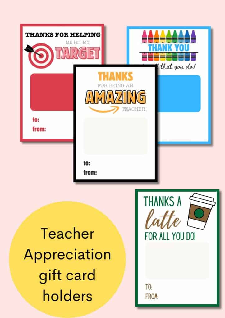 teacher appreciation gift card holders