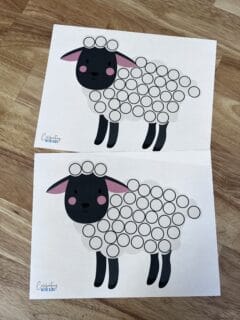 Sheep cotton ball craft - free printable template - Celebrating with kids