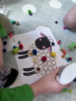 Sheep cotton ball craft - free printable template - Celebrating with kids