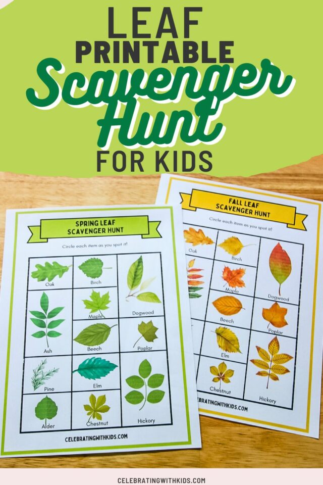 Leaf scavenger hunt - free printable! - Celebrating with kids