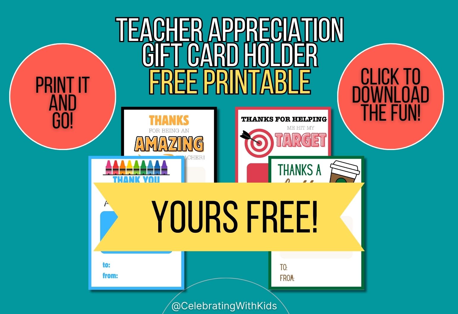 Teacher Appreciation Gift Card Holders - FREE Printable - Celebrating ...