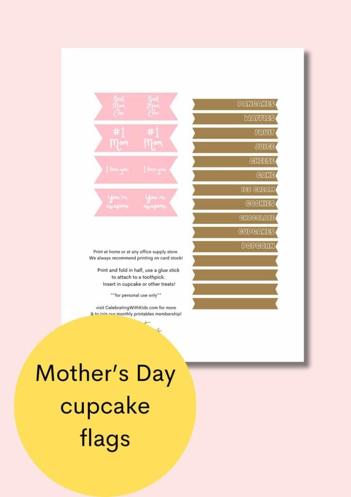 mothers day cupcake flags