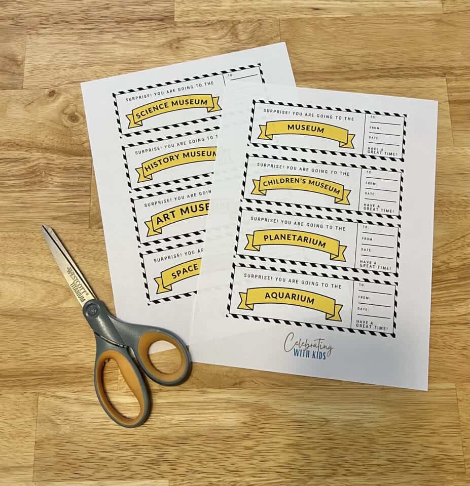 Free Printable Museum Tickets for Kids - Celebrating with kids