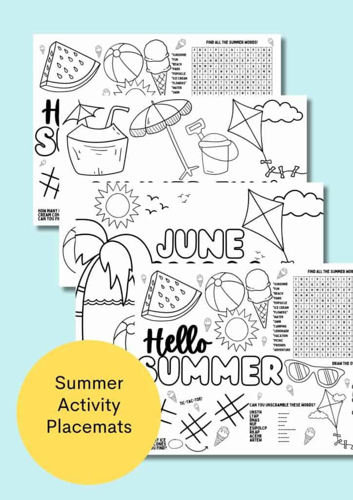 summer activity placemats