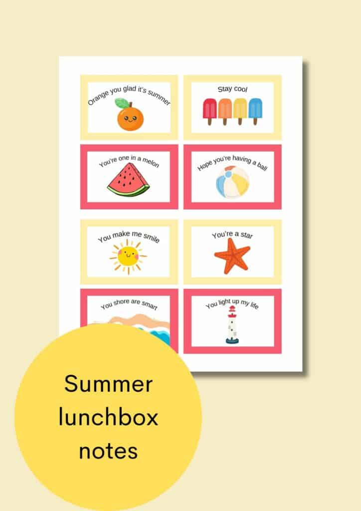 summer lunchbox notes