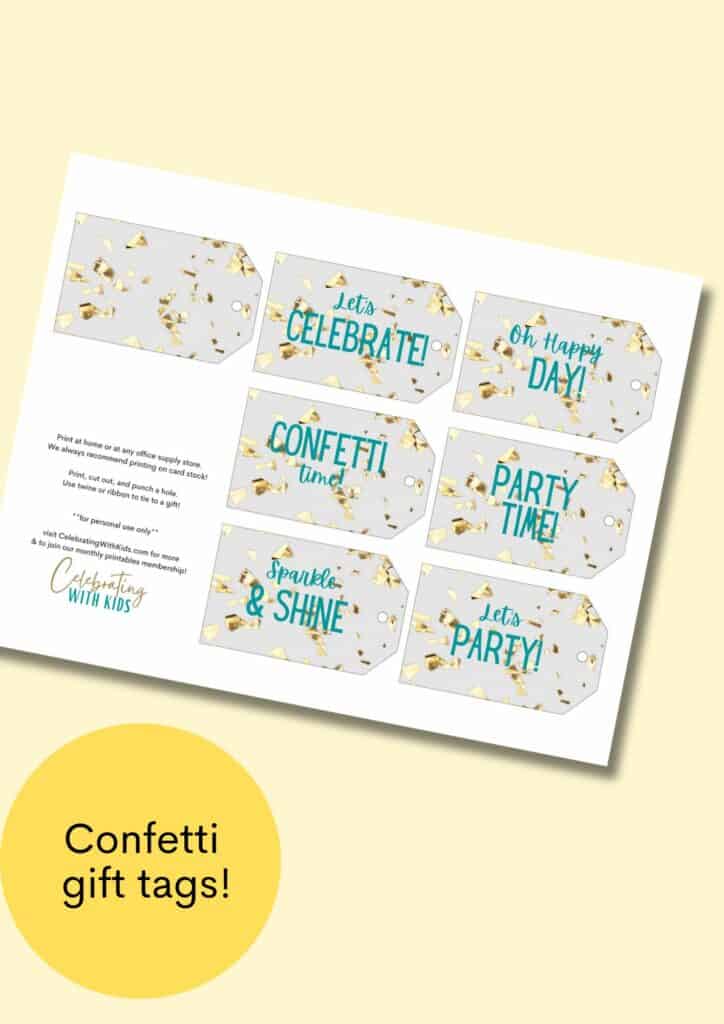 confetti gift tags