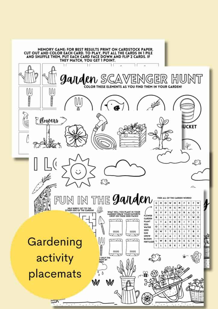 gardening activity placemats