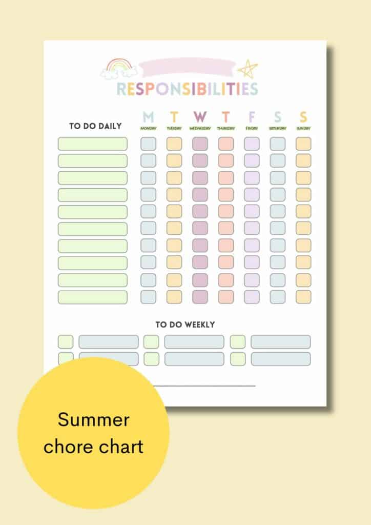 summer chore chart