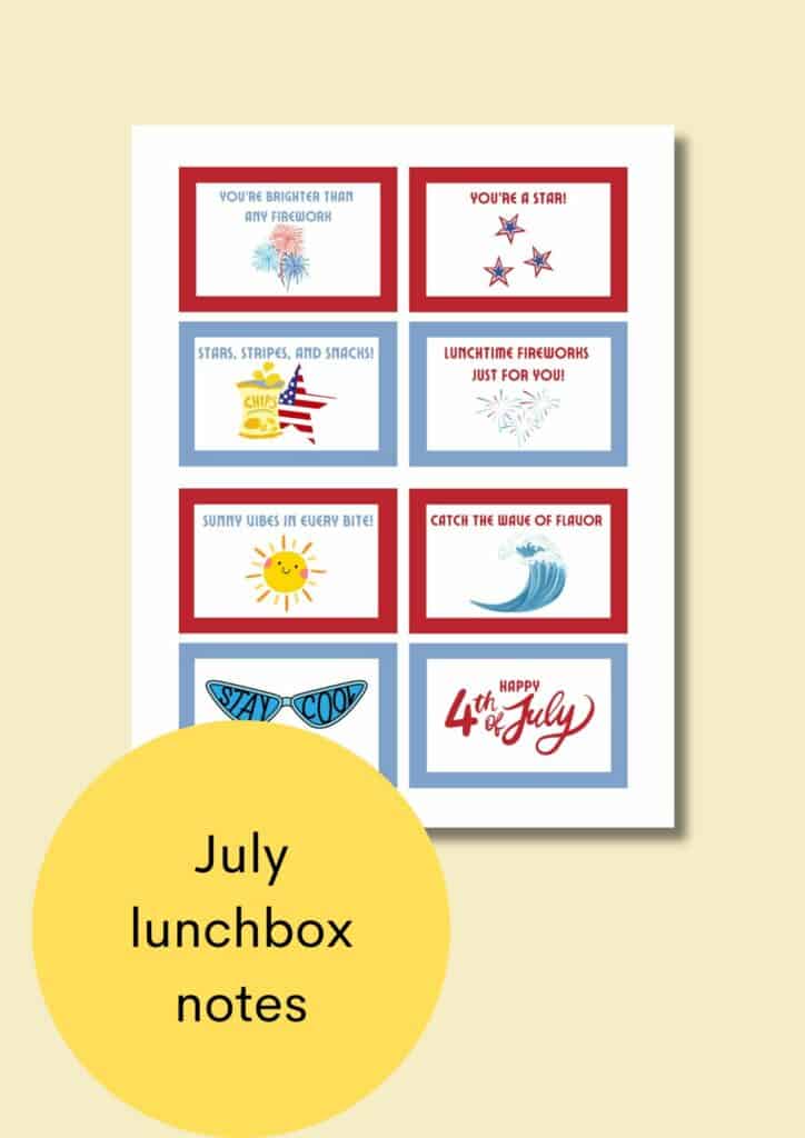 july lunchbox notes