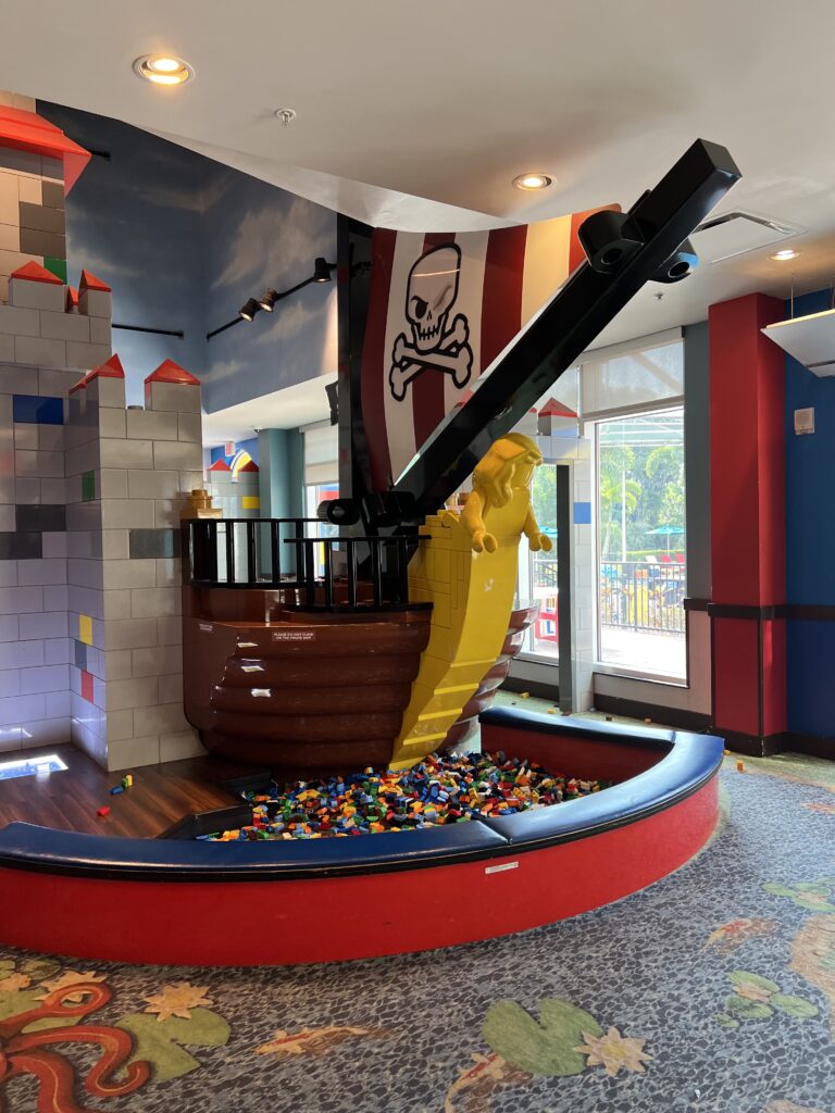 Lego pirate ship in lobby