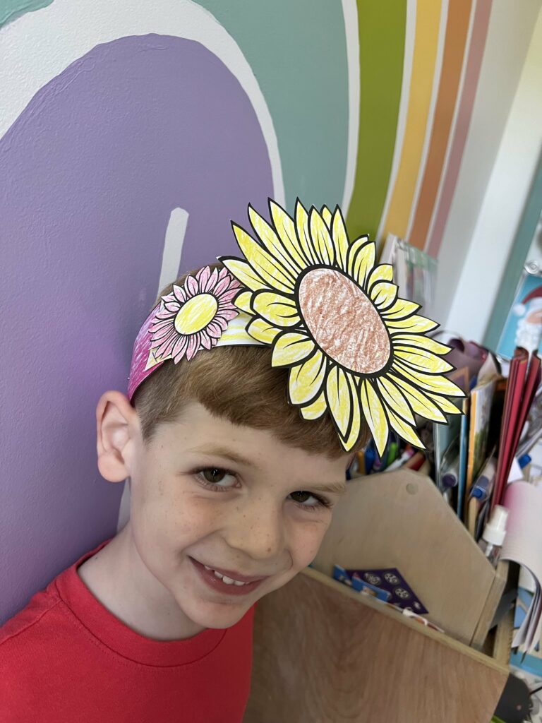 paper sunflower hat craft